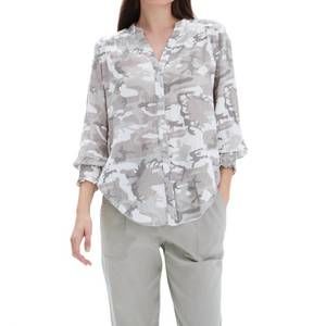 NEW CHRLDR jenny collarless shirt in grey camo